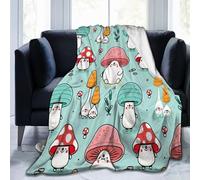 HMZXZ Ultra Soft Throw Flannel Blanket Mushrooms Blue All Season Cute Mushroom Decorative Fleece Blankets for Travel Bed Chair Car Sofa Couch Bedroom 40"X50"