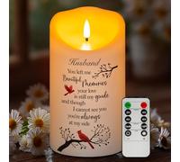 HN HAIINAA Flameless Memorial Candle for Loss of Husband, Real Wax LED Light with Remote Sympathy Bereavement Gifts for Loss of Loved One Memorial Gifts for Loss of Husband Remembrance Gifts (4" x 7")