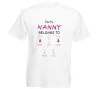 HN Print This Nanny Belongs to.Customisable t-Shirt, Regular fit, Crew Neck. Perfect for Mother's Day, Birthday, Christmas or a Gift. White