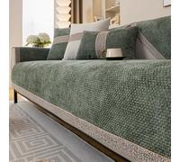 HNBCYRND Soft Thick Plush Sofa Covers - New Non-Slip Couch Cover 1 2 3 4 Seater Couch Covers, Washable Fluffy Covers Corner Sofa Slipcover L Shape Furniture Protector For Living Room(90x150cm,Green)