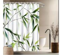 HNBFKD Bamboo Shower Curtain, Lush Green Leaves Design, Fade-Resistant Polyester, Machine Washable, Nature-Inspired Bath Decor 100x170cm/(WxH)