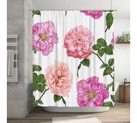 HNBFKD Beautiful Floral Shower Curtain Bathroom Decor Waterproof Polyester Bath Pink Purple White Green Leaves Flowers with Hooks 182x274cm/(WxH)