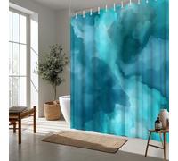 HNBFKD Extra Long Shower Curtain - Modern Farmhouse Bathroom Decor with Turquoise Blue & Gray Watercolor Sky - Fabric Bath Curtain 95x220cm/(WxH)