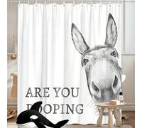 HNBFKD Funny Donkey Shower Curtains Drape, Waterproof Fabric with 12 Hooks Shower Drape Liner for Farmhouse Bath Hanging Curtain 100x200cm/(WxH)