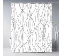 HNBFKD Grey and White Stripes Fabric Shower Curtain Waterproof Bathroom Partition Decorative With Plastic Hook Bathroom Curtains Decor 200x210cm/79x83in(WxH)