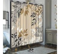 HNBFKD Nature Shower Curtain - Minimalist Leaf & Branch Design, Muted Beige/Brown/Gray, Bathtub & Bathroom Decor 70x140cm/(WxH)