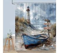 HNBFKD Simple Coast Lighthouse Shower Curtain Washable Shower Head Waterproof Polyester Bath Curtain for Home Decor with Hooks 140x170cm/(WxH)