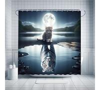 HNBFKD White Tiger Shower Curtain Set - Symbol of Quiet Strength, Includes Hooks, Waterproof Polyester, Modern Bathroom Decor 166x230cm/(WxH)
