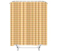 HNBFKD Yellow and White Checkered Pattern Curtain with Hooks Easy Hang Waterproof for Home Hotel Bathroom Decoration 138x153cm/(WxH)