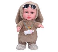 HNBGNNMRO Infant Plush Music Baby Doll, Electric Singing Dancing Walking Talking Parroting Doll with Cute Outfit, Milk Bottle and Sunglasses for Girls Ages 3+