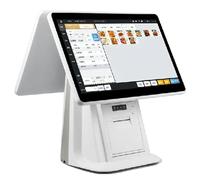 HNBYLMM POS Cash Register, All-in-One Cashier Register with Dual Touch Screen 15.6", POS System for Small Business with CPU I3, 8 GB RAM, 128 GB SSD, Windows 7/10, for Retail and Restaurant