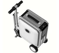 HNBYLMM Smart Electric Suitcase, 20 L Rideable Luggage with Telescopic Handle, Load 242 LBs, 3 Speed Adjustment, Mileage 8-10 KM, Removable Battery, Suitcases Wheels for Business, Travel Silver-B