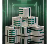 HNCCESG 6 of Pack 16MM Metal 6 Sided Dice Set,White Green Line Round Edges Game Dice Set, with Gift Box for Dungeons and Dragon,Yahtzee, Bunco or Teaching Math Tabletop Game(White Green)