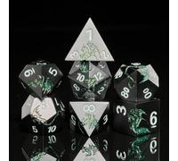 HNCCESG D&D Dice Set Metal Dragon Polyhedral DND Dice Set with Dragon Gift Box for Game Dice Dungeons and Dragons TTRPG(Black with Glitter Green Dragon)