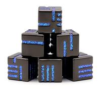 HNCCESG Metal Dice Set 6 Pieces with Box, Playing Dice 6-Sided Dice Set for Dungeons and Dragons, DND, Pathfinder (W6 Glitter Blue)