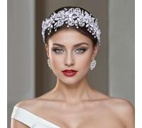 HNCCX Rhinestones Bridal Headband Handmade Silver Crystal Wedding Headpieces for Brides Hair Pieces for Bridesmaid