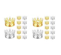 Hndhbfgrt 24 PCS Gold Silver Mini Crown Birthday Cake Topper with Pearl Decor Small Princess Headpiece Baby Crown Cake Decoration