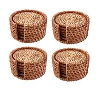 Hndhbfgrt 24Pcs/ Drink Coasters Set for Kungfu Tea Accessories Round Tableware Placemat Dish Mat Rattan Weave Cup Mat 8cm