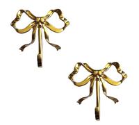 Hndhbfgrt 2X Bow Hook Single Hanger Gold Coat Hooks Bow Shaped Wall Hook Wall Hanging Coat Hook Bathroom Wall Hook,B