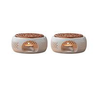 Hndhbfgrt 2X Ceramic Teapot Warmer Holder Base Tea Warmer Insulation Base Tea Coffee Water Warmer Candle Heating Base Holder
