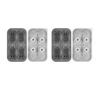Hndhbfgrt 2X French Bulldog Ice-Cube Mold, 4 Hole Fun Shapes Frenchie Bull Dog Ice-Cube Tray for Whiskey,Cocktail, Grey
