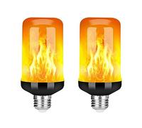 Hndhbfgrt 2X LED Flame Effect Light Bulb E27,Decorative Flickering Realistic Fire Lights Bulb,Festival Decoration Lamp,Black-B