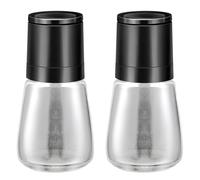 Hndhbfgrt 2X Manual Salt Pepper Grinder Transparent Glass Grinder Peppercorn Grinder Seasoning Bottle Kitchen Gadgets Black