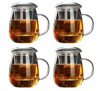 Hndhbfgrt 4X 550Ml Tea Mug with Lid Filter,Coffee Cups Tea Set Mugs Beer Drink Mug Transparent Drinkware Glass Cup
