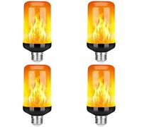Hndhbfgrt 4X LED Flame Effect Light Bulb E27,Decorative Flickering Realistic Fire Lights Bulb,Festival Decoration Lamp,Black-B