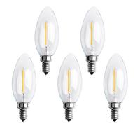 Hndhbfgrt 5X Dimmable E12 2W COB Candle Flame Filament LED Light Bulb Lamp 10 X 3.5cm