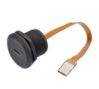 Hndhbfgrt Round Panel Mount USB Type C 3.1 Female to Male PFC Flat Cable Industrial Threaded Power Charging Connector PFC 20cm