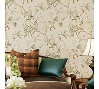 Hndrkj Non-Woven Sidewall Wallpaper American Retro Old Flower and Bird Pattern Wallpaper Apple Tree Bedroom Living Room Background Non-Woven Garden Wallpaper