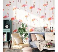 Hndrkj Nordic Style Ins Pink Flamingo Wallpaper Bedroom Living Room Wall Modern Minimalist Striped Wood Grain Wallpaper