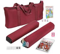HNDTEK American Mahjong Set 166 Tiles, 4 Colors All-in-One Rack/Pushers, Red Soft Bag and Accessories -Classic Full Size Complete Mahjong Set.
