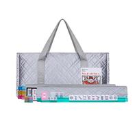 HNDTEK American Mahjong Set - Complete Set with Quilted PU Leather Carrying Bag, Tile Racks with Pushers, 166 Engraved Tiles, Dice, Bettor, and Instructions (PU Silver)