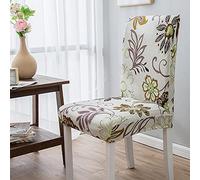 HNDXLHH Chair Covers For Dining Chairs 6 Olive green flower Dining Chairs Covers Spandex Washable Chair Covers Elastic Dining Room Chair Cover for Kitchen Hotel Restaurant Wedding Party