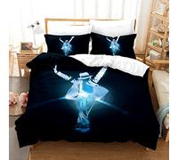 HNDXLHH Double Duvet Set Blue Michael Jackson Bedding Double Bed Set Microfiber Double Bedding Set 200x200 Double Duvet Cover Ultra Soft Duvet Cover Double Include Pillow Cases 2 Pack(50x75cm)