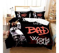 HNDXLHH Double Duvet Set Michael Jackson Black Bedding Double Bed Set Microfiber Double Bedding Set 200x200 Double Duvet Cover Ultra Soft Duvet Cover Double Include Pillow Cases 2 Pack(50x75cm)