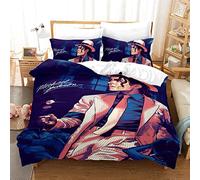 HNDXLHH Double Duvet Set Michael Jackson Blue Bedding Double Bed Set Microfiber Double Bedding Set 200x200 Double Duvet Cover Ultra Soft Duvet Cover Double Include Pillow Cases 2 Pack(50x75cm)