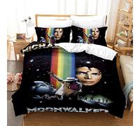 HNDXLHH Double Duvet Set Michael Jackson Rainbow Bedding Double Bed Set Microfiber Double Bedding Set 200x200 Double Duvet Cover Ultra Soft Duvet Cover Double Include Pillow Cases 2 Pack(50x75cm)
