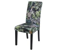 HNDXLHH Modern Green Jungle Tiger Dining Chair Covers - 2 Pcs Stretch Spandex Protector, High Back, Removable, Washable