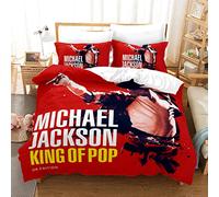 HNDXLHH Single Duvet Cover Set Michael Jackson Red Bedding Microfiber Ultra Soft Duvet Cover Sets with Hidden Zipper Duvet Set 150x200 Duvet Cover Include Pillow Cases 2 Pack(50x75cm)