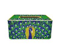 hneizgs DIY Diamond Painting Tissue Box, Peafowl Style, Rectangular, Wood Plastic Resin, Patterned