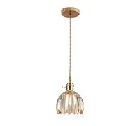 Hnexsei - Glass Pendant Light Fixture for Kitchen Island, Elegant Pendant Light with On/Off Switch Perfect for Bedroom or Dining Room Lighting (Amber)