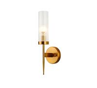 Hnexsei Glass Wall Lamp Fixtures, Brass E14 Lamp Hoder and Glass Lamp Shade Sconces, Modern Wall Ligt for Bedroom Living Room (1-Light)