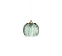 Hnexsei - Modern Green Glass Pendant Light with Ribbed Pattern Lampshade, Gold E27 Metal Socket, Hanging Fitting Fixture for Living Room Kitchen and Bedroom (20cm)
