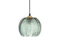 Hnexsei - Modern Green Glass Pendant Light with Ribbed Pattern Lampshade, Gold E27 Metal Socket, Hanging Fitting Fixture for Living Room Kitchen and Bedroom (25cm)