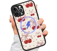 Hng Kiang Hu for iPhone 14 Case - Magnetic case [Compatible with MagSafe]- Cute Aesthetic Cherry Pink Bow Coquette Girl Phone Case (for iPhone 14)