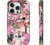 Hng Kiang Hu for iPhone 16 Pro Case, Pink Leopard Print Design with MagSafe Compatibility, Protective Hard Shell Cover for Women (for iPhone 16 Pro)