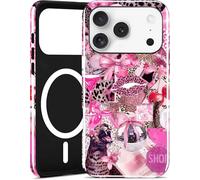 Hng Kiang Hu for iPhone 17 Pro Case, Pink Leopard Print Design with MagSafe Compatibility, Protective Hard Shell Cover for Women (for iPhone 17 Pro)